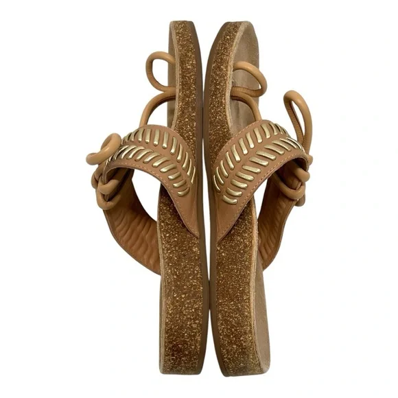 Ulla Johnson Jini Tan Gold Leather Casual Comfortable Slip On Sandals Womens 38 - Picture 10 of 14